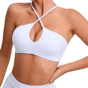 Sports bra with beautiful back design, fitness top, yoga wear for women, cross-back, quick-drying, breathable, European and American style, nude-feel yoga bra