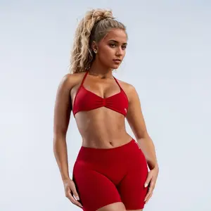 DFYNE Seamless High-Stretch Ultra-Fine Matte Nylon Halter Neck Sports Bra for Women Comfortable Yoga & Fitness Bra with Smooth Matte Fabric Gym Workout Wear Lightweight Activewear