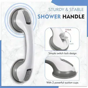 Bathroom safety handrails with suction cups, shower handles, handrail supports, toilet safety handles