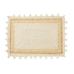 Set of 4 Rectangular Giada White & Natural Placemats
