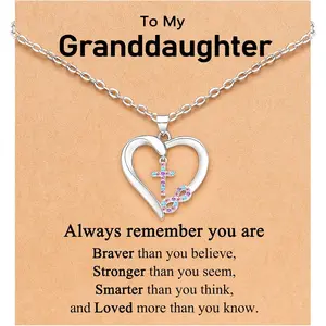 Infinity Heart Cross Necklace for Girls, Baptism First Communion Easter Comfirmation Gifts for Daughter Granddaughter Girls