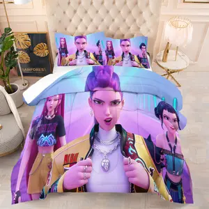 2/3pcs Cyberpunk Female Characters Futuristic Neon Corridor Design Comforter Set, Modern Stylized Fashion, Skin-Friendly, Ideal for Teens Adults, Perfect for Bedroom Decoration
