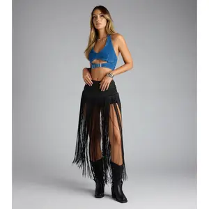 Trendy Moves Long Fringe Skirt