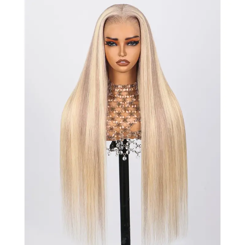 26 Inch Kinky Straight Synthetic Lace Front Wig 180% Density Light Yaki Soft Yaki, 180 Density, 26&ldquo; Long Kinky Straight  main image 4