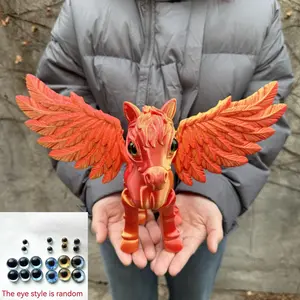 3D Printed Large Pegasus Figurine, Cute Animal Desktop Ornament, Multi-Jointed Moveable, Perfect Holiday Gift, Birthday Present, Surprise Gift