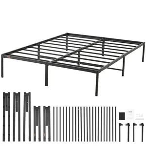 VEVOR 14 Inch Queen Metal Bed Frame Platform,  No Box Spring Needed, 1500 lbs Loading Capacity Embedded Heavy Duty Mattress Foundation with Steel Slat Support, Easy Assembly, Noise Free