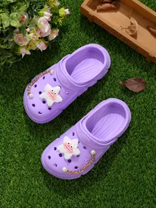 Cute Cartoon Star Chain Design Clogs for Girls, Fashionable Solid Color Eva Clogs with Diy Accessories, Casual Comfortable Shoes for Daily Wear, Slippers for Summer, Cute Cartoon Slides