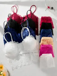 10-Piece Women's Wireless Bra & Panty Set - Lace Trim Bralette With Padded Support & Mid-Rise Briefs With Bow Detail (S-XXL) Soft & Breathable Essentials For Everyday Wear Womenswear Bridal