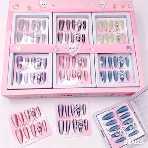 Nail Art Set - 12 Pairs of Press-On Nails in pink Box with Various Colors and Designs for Easy Application 5-12 Years Birthday Gift Party - Perfect for Celebrations and Fun Nail Art kit