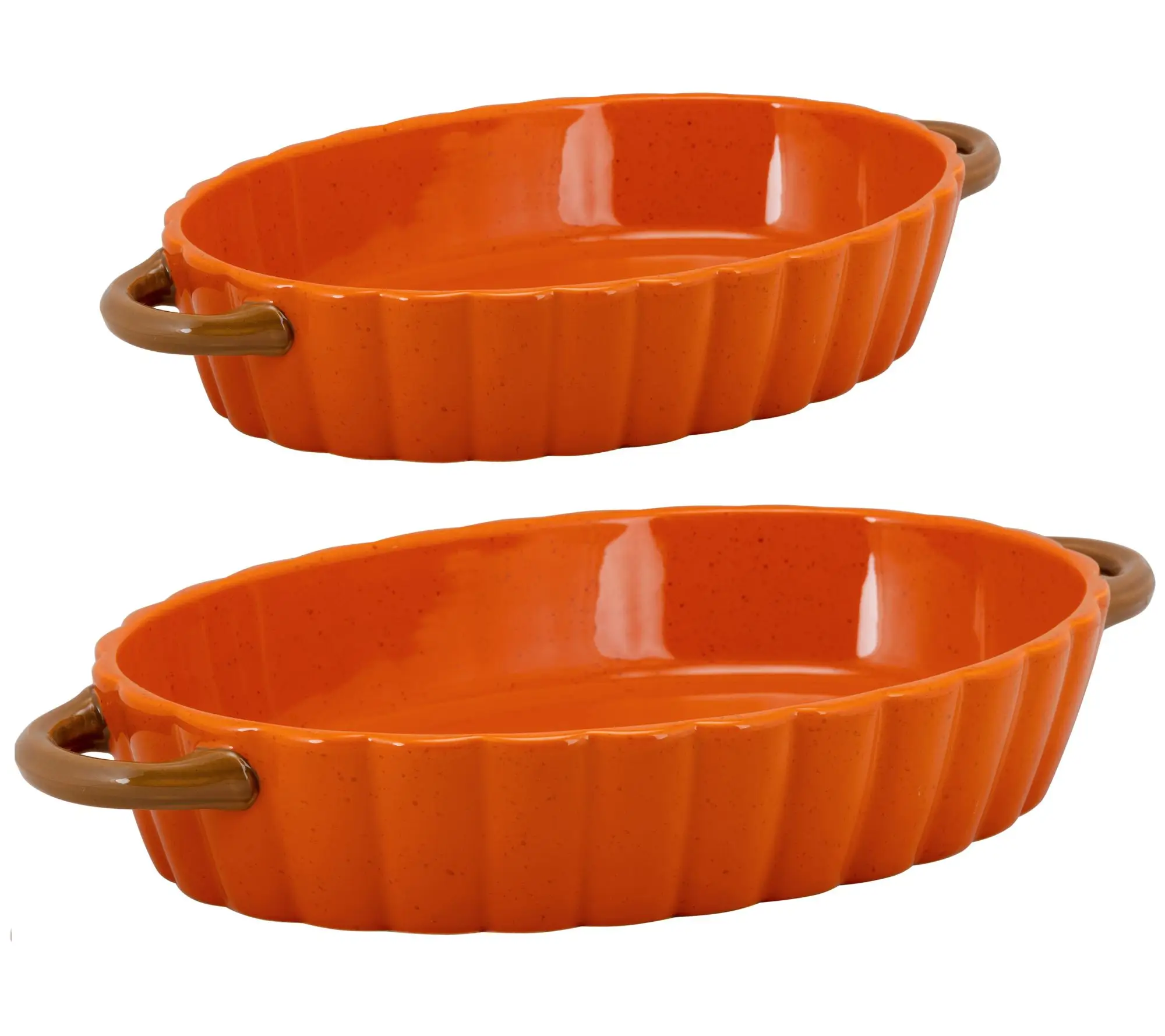 10 Strawberry Street Set of (2) Oval Pumpkin Stone Bakeware