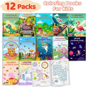 12pcs Coloring Books for Kids Ages 4-8, 8-12 Birthday Party Favors Gifts, Includes Dinosaur Space Farm More Designs Goodie Bags Stuffer Classroom Activity Books for School Halloween Christmas Gift