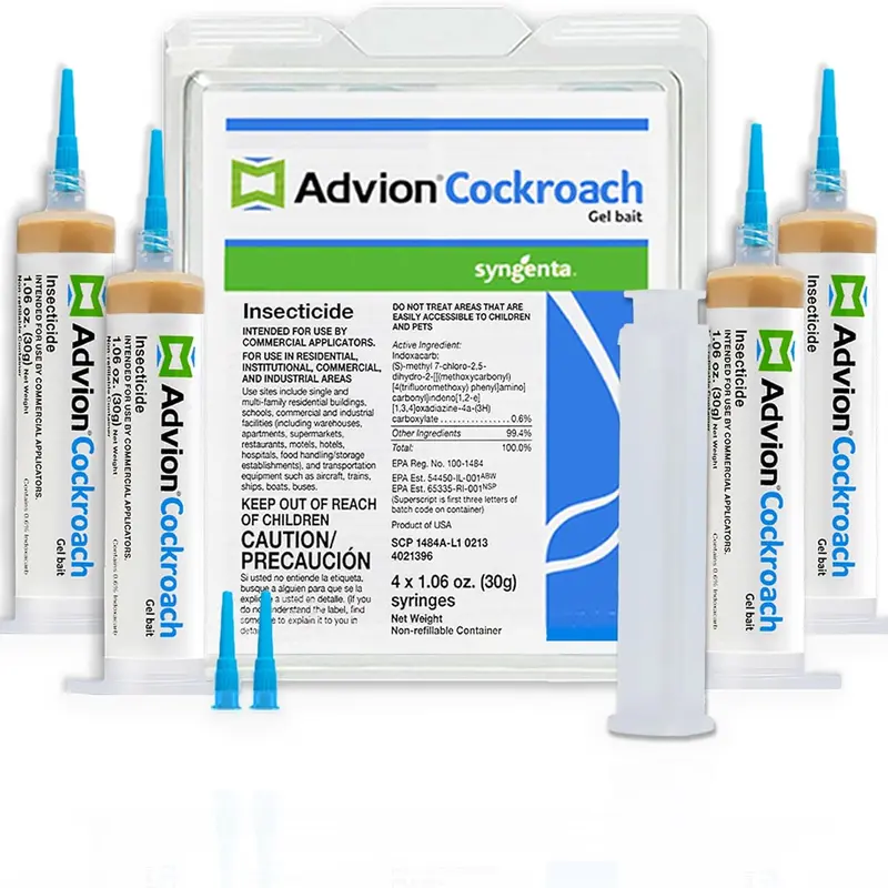 Advion Cockroach Gel Bait - Industrial Pest Control, 4 x 30g Tubes, 1 Plunger, 2 Tips, Roach Killer for American, German & Major Species, Indoor & Outdoor Use