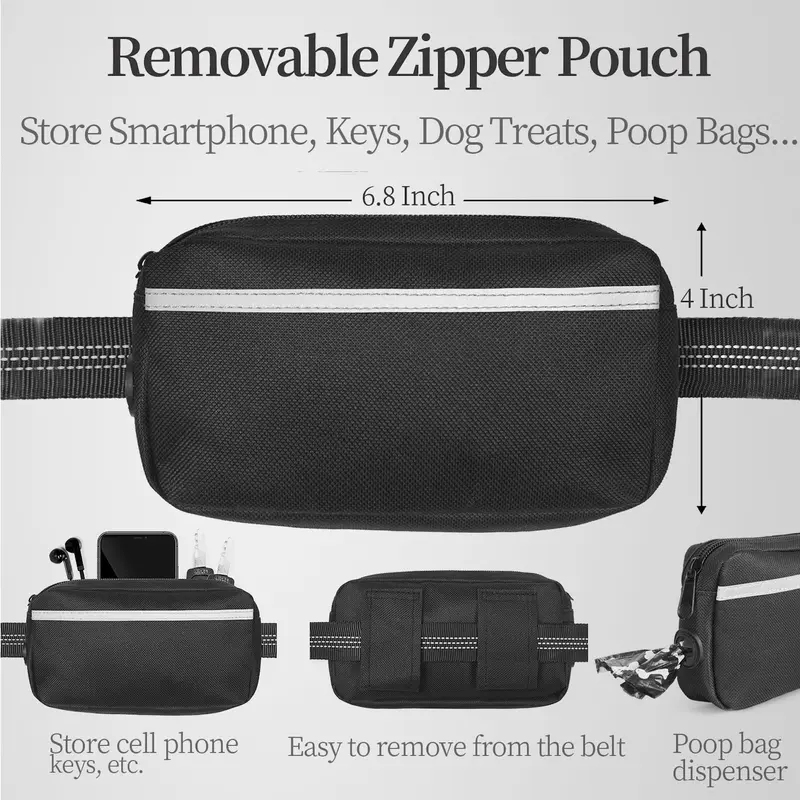 iYoShop Hands Free Dog Leash with Zipper Pouch, Dual Padded Handles and Durable Bungee for Walking, Jogging and Running Your Dog 2