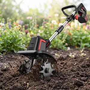 SOARFLY 20V Tiller, 360 RPM, Lawn/Gardening/Soil Cultivation, With 2×4.0AH Batteries & Charger, 9 inch Width, 6.6 inch Depth, 48 Steel Tines Rototiller