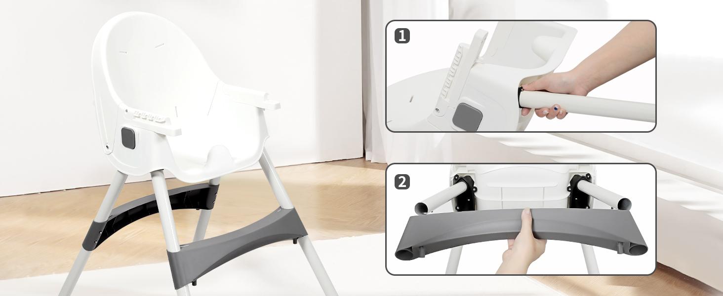 Baby High Chair 6 in 1 Convertible High Chair with 5-Point Safety Harness, Adjustable Dining Tray, Easy to Clean Surface, Robust Design