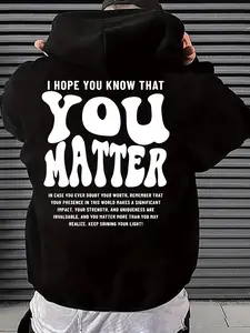 Men's Letter Print Drawstring Hoodie, Casual Regular Fit Long Sleeve Pocket Hooded Sweatshirt for Spring & Fall, Fashion Men's Clothes for Daily Wear, Streetwear Hoodie, Graphic Hoodies