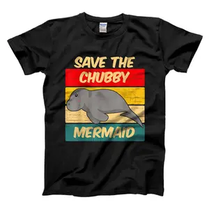 Save The Chubby Mermaid Funny Retro Kawaii Manatee Gift T-Shirt, Sweatshirt, Hoodie