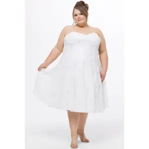 Keep It Lacey Tea-Length White Lace Curvy Dress