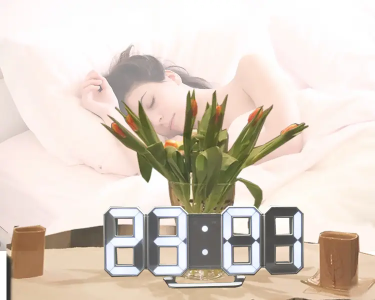 Sheva Digital Rectangular 3D LED Alarm Clock - Modern Desk/Wall Clock with Auto Brightening, Adjustable Intensity, Snooze, 12/24-Hour Format, USB Power, Sleek Finish for Home Decor