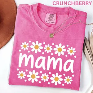 Comfort Colors Daisy Mama Shirt, Floral Mom Spring Tee, Trendy Mom Shirt, Women's Flower Mama Shirt, Pregnancy Reveal Gift for New Mom