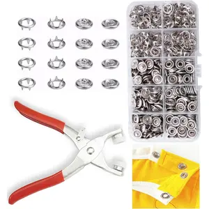 100 sets of metal buckle pressing tool kit with fastening pliers, perfect for DIY crafts, clothing hats, and sewing