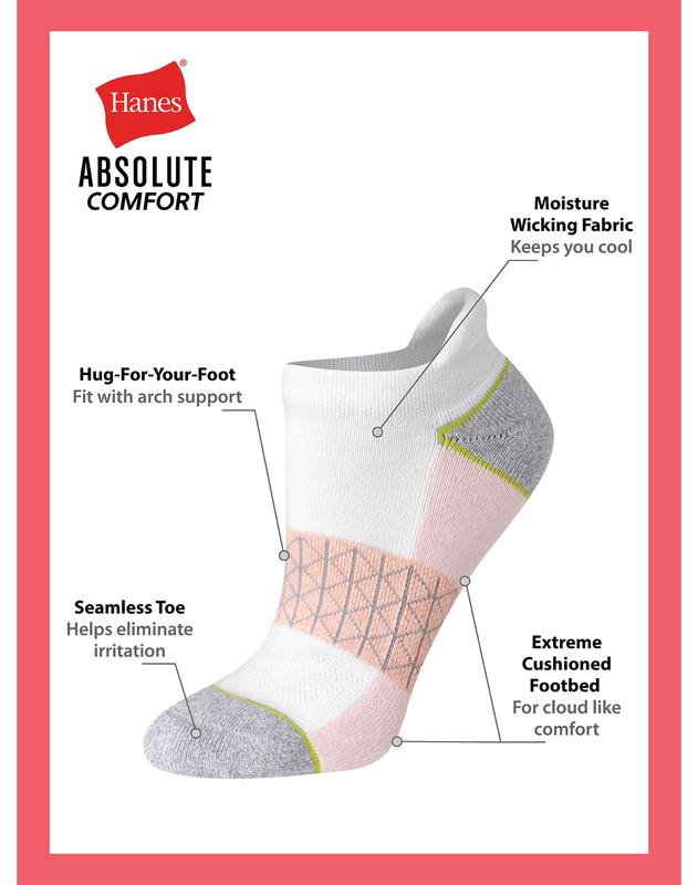 Hanes Absolute Comfort Women's Heel Shield Socks 4-pairs Intimates Multi Pack Comfortable Fit Soft Stretch Fabric Breathable Hwach4