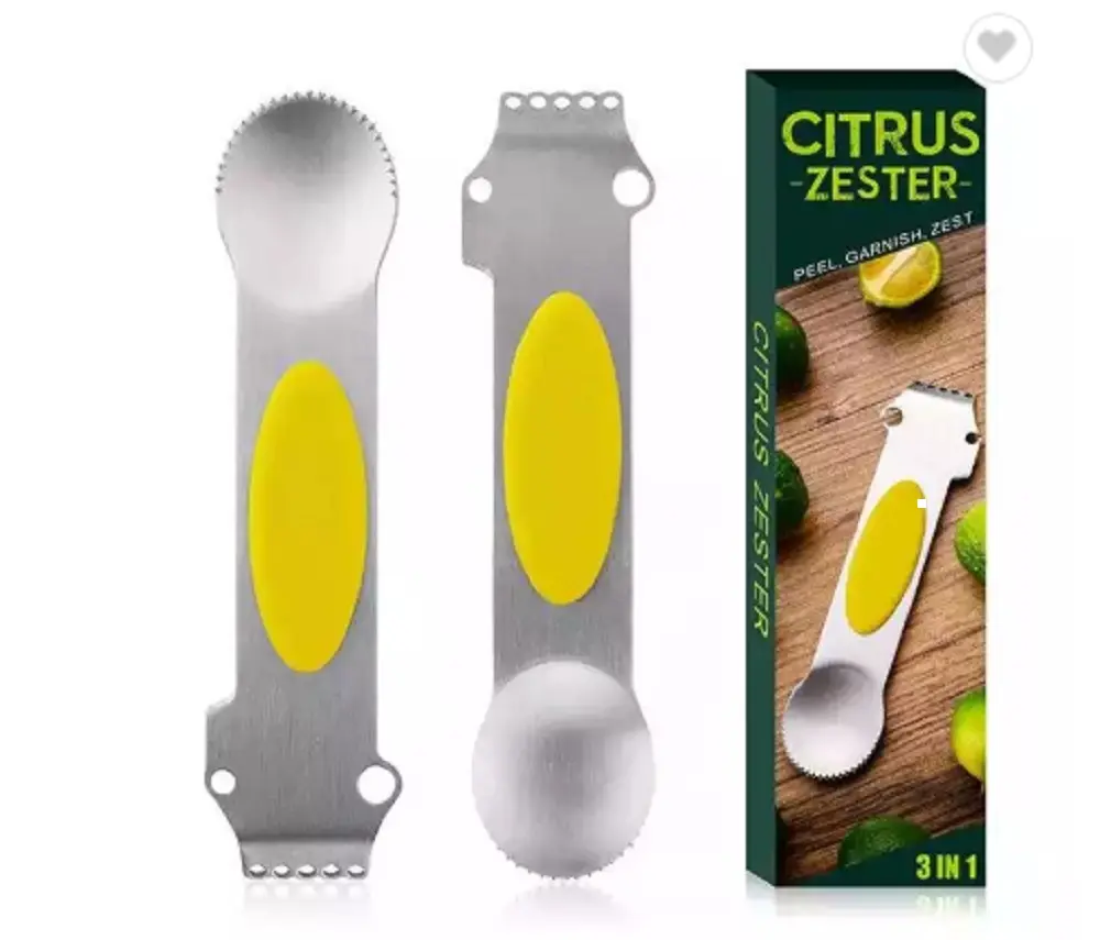TIKA 3-in-1 Lemon Zester Grater, Stainless Steel Citrus Kitchen Tool with Peeler and Channel Knife