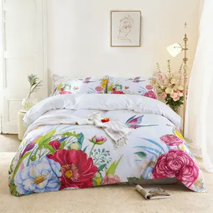1 Duvet Cover + 2 Pillowcases, No Insert, Spring/Summer Floral Plant & Hummingbird Pattern Bedding Set, Soft and Comfortable Bedding Set, Zipper Closure, Machine Washable, Ideal Gift
