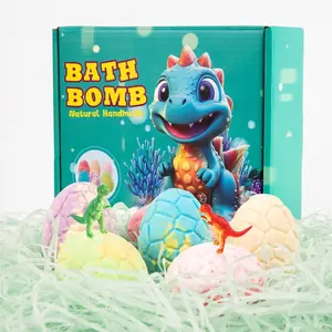 6-Pack Dinosaur Egg Bath Bombs with Toy Inside, Explosive Salt Balls, Dinosaur Style Bath Additives, Immersive Bathing Experience