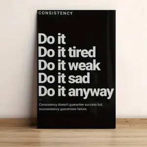 2D Flat "Do It Anyway" Motivational Quote Canvas Poster Black & White Success Mindset Print Unframed Typography Wall Art for Home Office Study Minimalist Decor