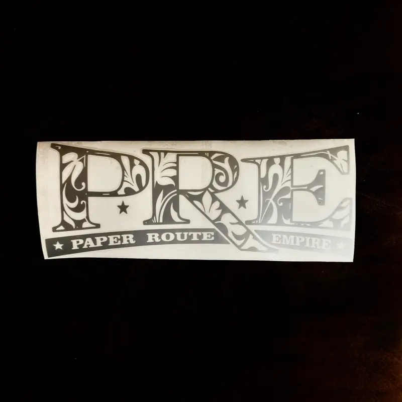 PRE Paper Route Empire Engraving Style Vinyl Decal Sticker, Self Adhesive Die-Cut Paper Label, Multi-Use Permanent Sticker Tape
