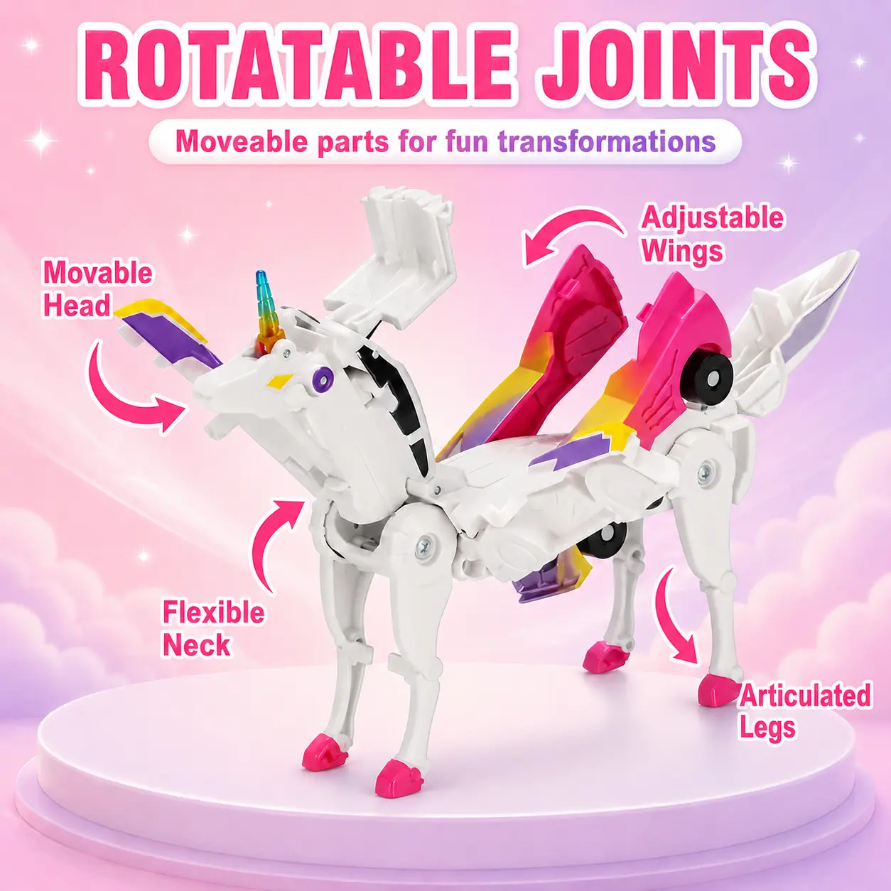 Hotfree Magnetic Unicorn Transformer Car Toy, 2-in-1 Magnetic Cars