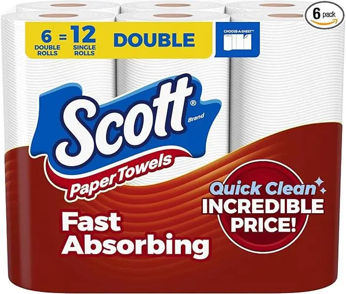 Paper Towels, Choose-A-Sheet, 6 Double Rolls = 12 Regular Rolls (108 Sheets Per Roll)