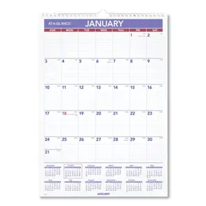 At-A-Glance  12 x 17 in. Monthly Wall Calendar with Ruled Daily Blocks, White