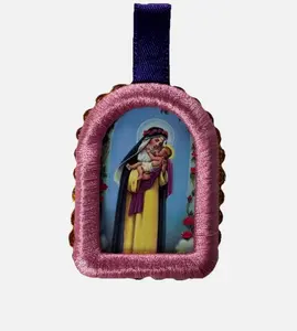 Peruvian Detente Señor de los Milagros & Santa Rosa de Lima Religious Figurine 3"x 2" Fabric Icon for Display or Collection Spiritual Art Enthusiast