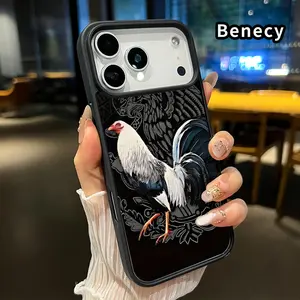 Magnetic Phone case for iPhone 17 16  Pro Max Plus 15 14 13 12 11 Air E Majestic Rooster Pattern Non-Yellowing Shockproof Soft Silicone Transparent Acrylic Cover Supports Wireless Charging