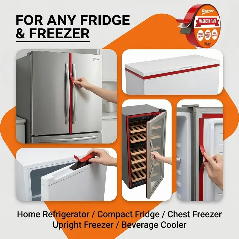 Doeyvose Magnetic Tape Fridge Door Seal Repair, Enhance Fridge Seal, Reduce Cold Air Leakage, Improve Energy Efficiency, Easy Installation