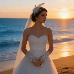 Elegant Bridal Wedding Gloves, Fingerless Lace Design with Elbow Cuff, Perfect for Weddings, Proms, Parties, Cosplay & Banquets, Hand Wash Only