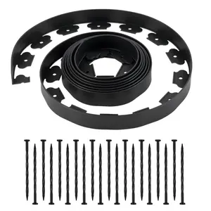Landscape Edging, 20 ft x 2 in Plastic Garden Border Edging with 120 Spikes, No Dig, Flexible Lawn Edgings Roll, UV-Resistant Mini Fence Borders Pathway Edgings for Flower Beds Yard Paver