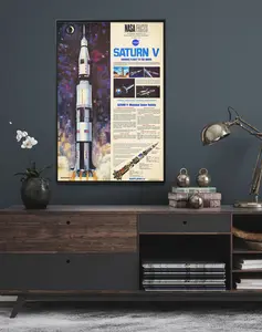 Apollo 11: Saturn V Rocket - Vintage NASA Chart Print, Wall Art Home Gift, Home Decor