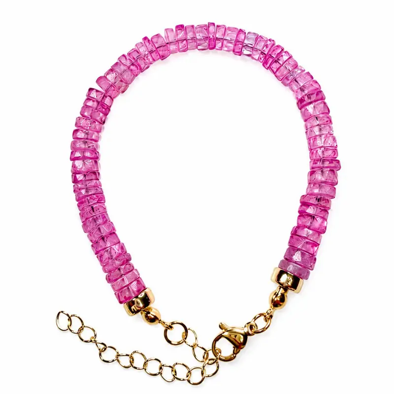 Natural Pink Topaz Gemstone  Bracelet
