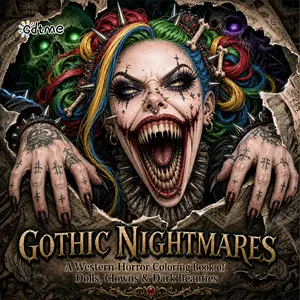 1pc Gothic Nightmares Coloring Book, Dark Horror & Creepy Doll Designs, Stress Relief Coloring Book for Adults