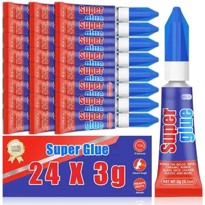 24 x 3g Super Glue Clear,  Adhesive Mini Superglue  Drying Cyanoacrylate Glue for Plastic  Metal Glass Fabric Rubber Leather Shoes Ceramic  Repair DIY Crafts