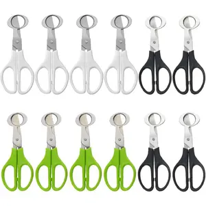 12Pack Stainless Steel Quail Egg Cutter Scissors Quail and Pigeon Egg Cutter Tool Quail Scissors Opener Quail Egg Cracker for Home Kitchen (Three Colors), Black+White+Grass (EGG-12P)
