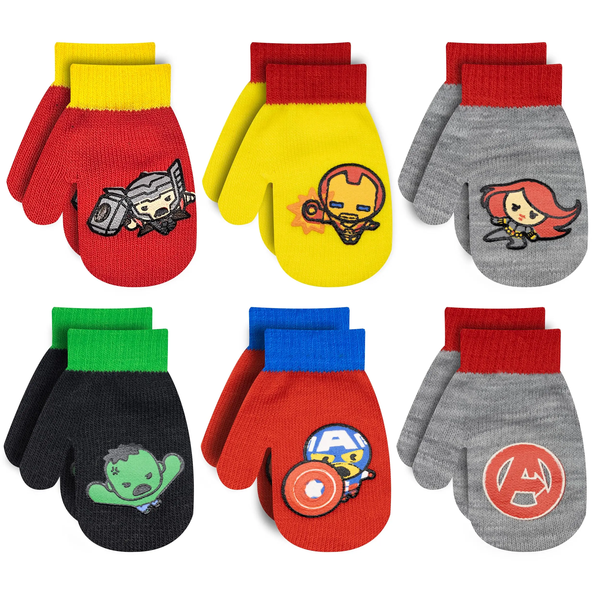 6 Pack Spiderman Boys Winter Gloves and Mittens, Avengers Kids Winter Gloves Ages 4-7, Toddler Ages 2-4
