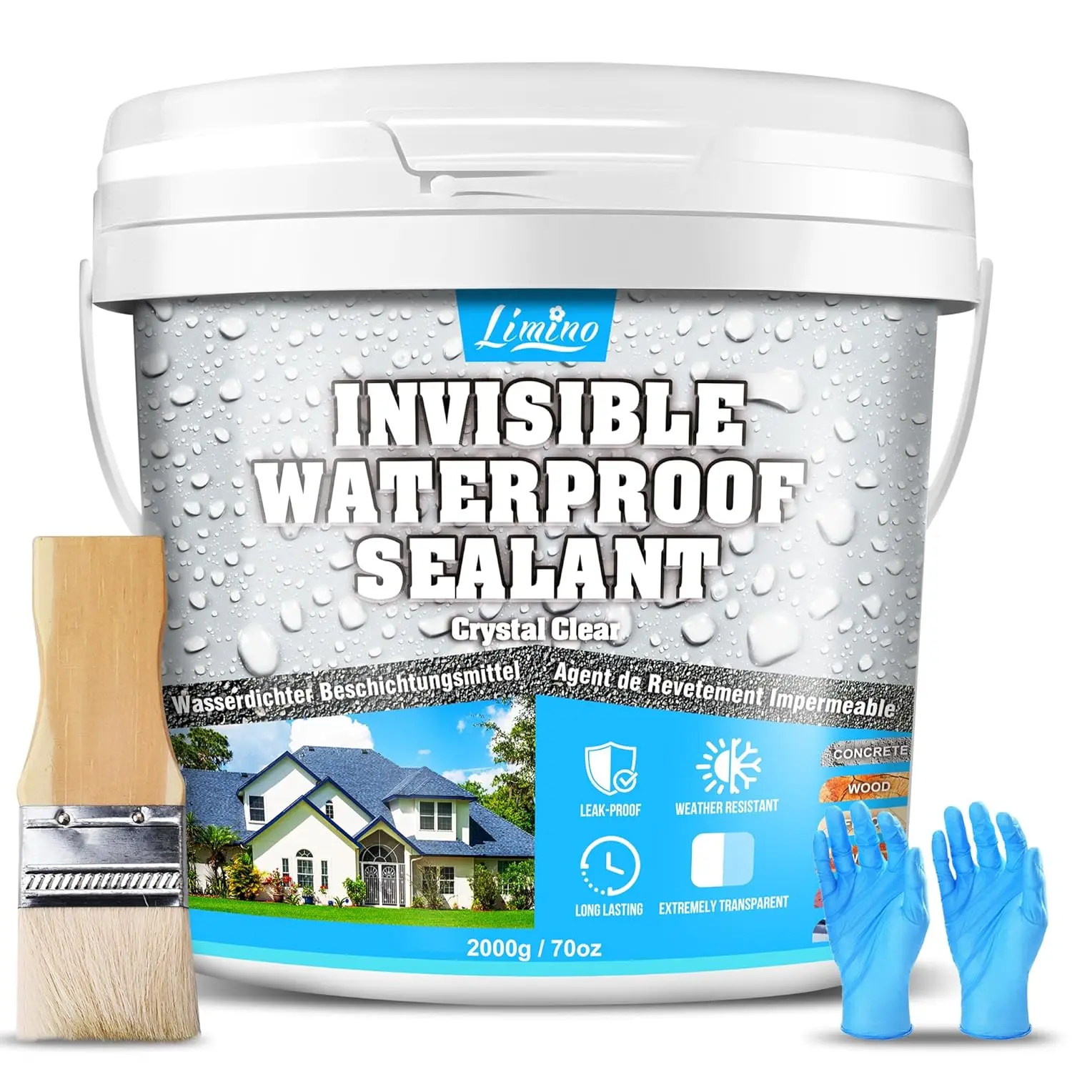 Waterproof Sealant - 70oz-Based Transparent Waterproof Coating, Invisible Agent Indoor &, Anti-Leakage Sealant for Roofs,,,, Terraces,.