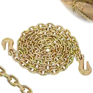 G80 Transport Binder Chain, 5/16''x10' Tow Chain with Grab Hooks, 4900lbs SWL", Logging Chain for Transporting Towing, Tie Down Binding(5/16 Inch x 10Ft)