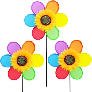3 Pcs Colorful Pinwheels Outdoor Wind Spinners Decorative Windmill for Yard Garden Lawn
