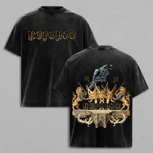 Reforge Raven Crown T-Shirt Vintage Gothic Graphic Tee Royal Crest Streetwear WasheD Aesthetic Shirt