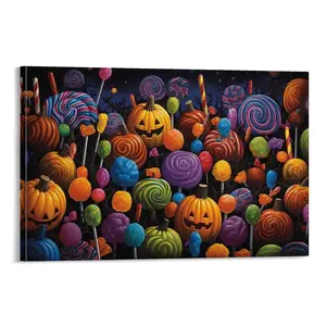 Halloween Candy Wall Decor Canva Print - Spooky Wall Art And Pictures Canvas Poster Bedroom Decor Sports Landscape Office Room Decor Gift dopamine  decor Frames Ornaments Decoration Artistic